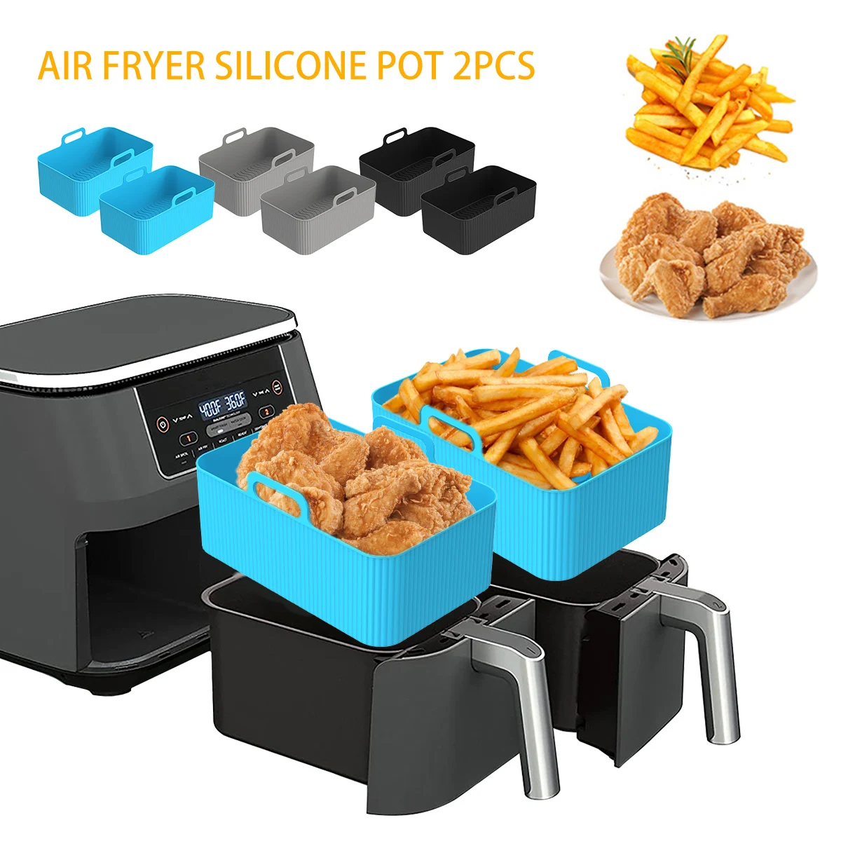 2Pcs Air Fryer Silicone Liner  - Air Fryer Silicone Pot Liner ulasan dan harga