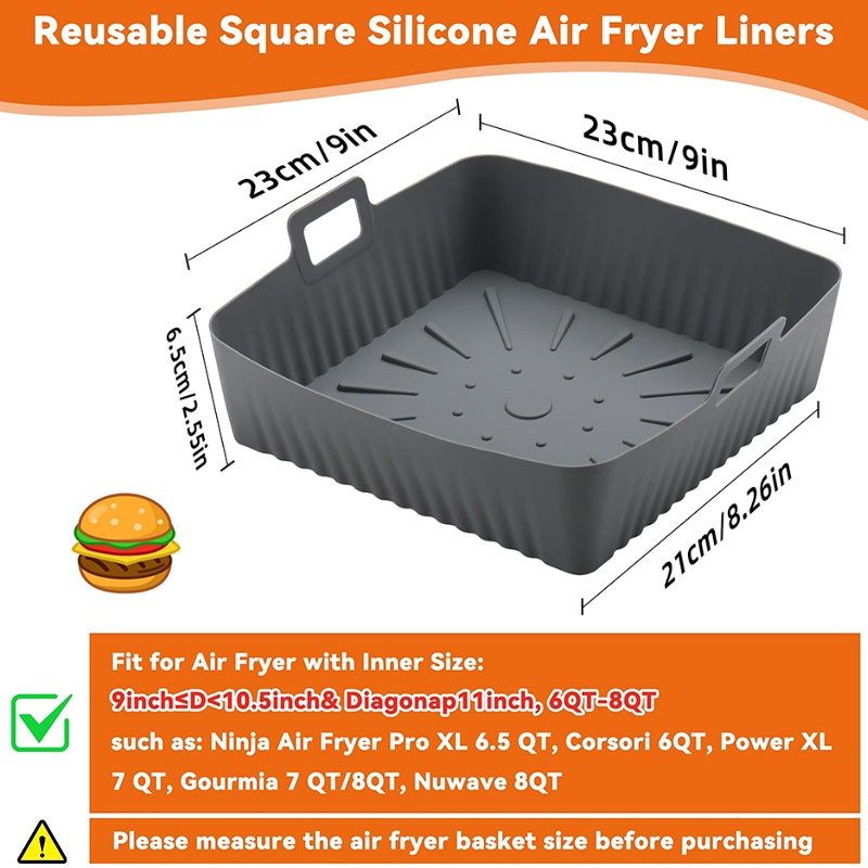 Square Large Silicone Air Frye - Air Fryer Silicone Pot Liner ulasan dan harga