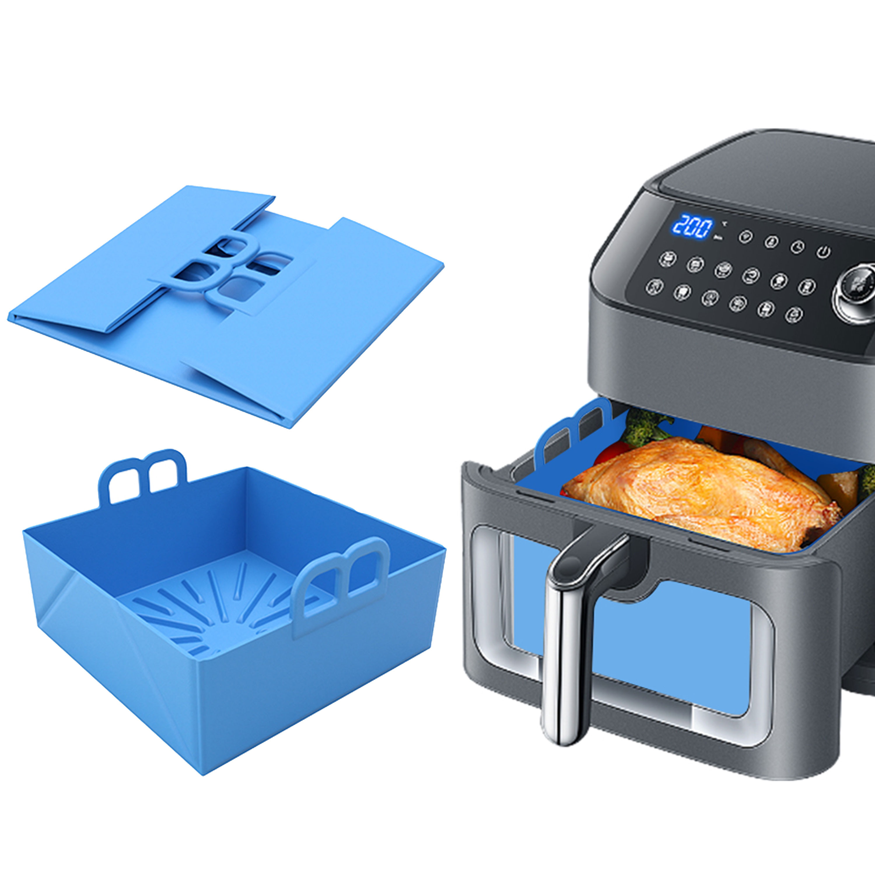 Folding Air Fryer Silicone Tra - Air Fryer Silicone Pot Liner ulasan dan harga