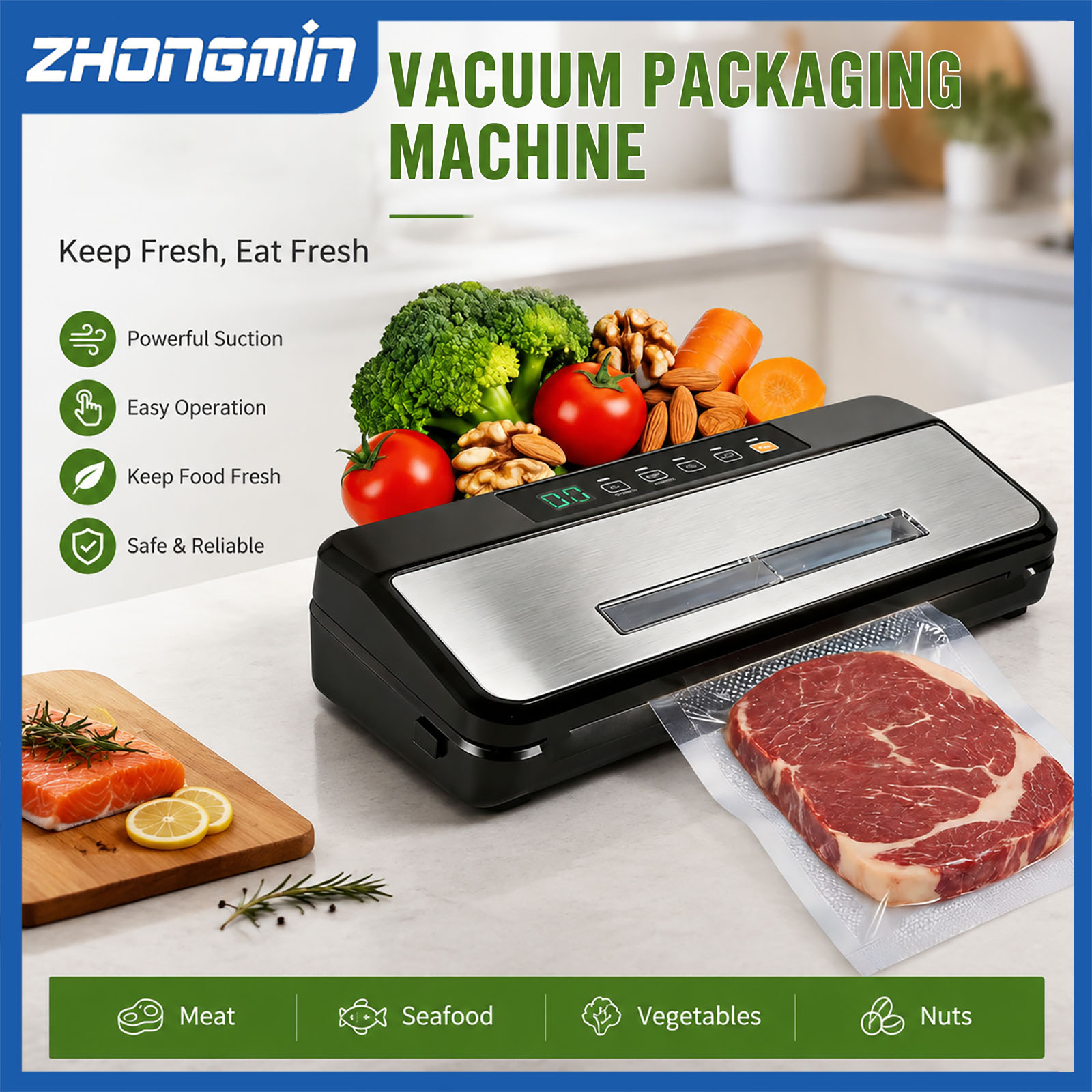 ZHONGMIN Multifunctional Vacuu - Food Vacuum Sealer Machine ulasan dan harga