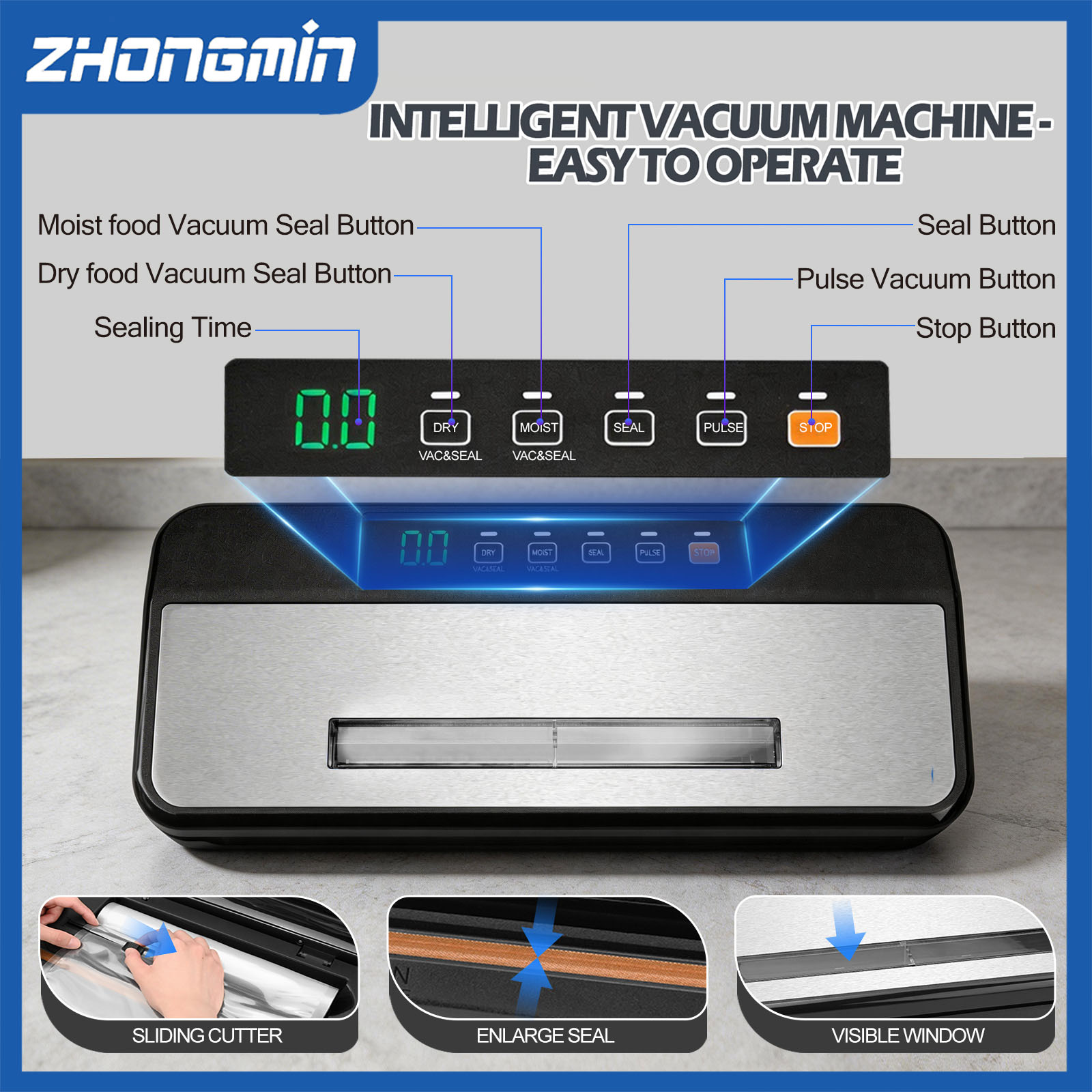 ZHONGMIN Multifunctional Vacuu - Food Vacuum Sealer Machine ulasan dan harga